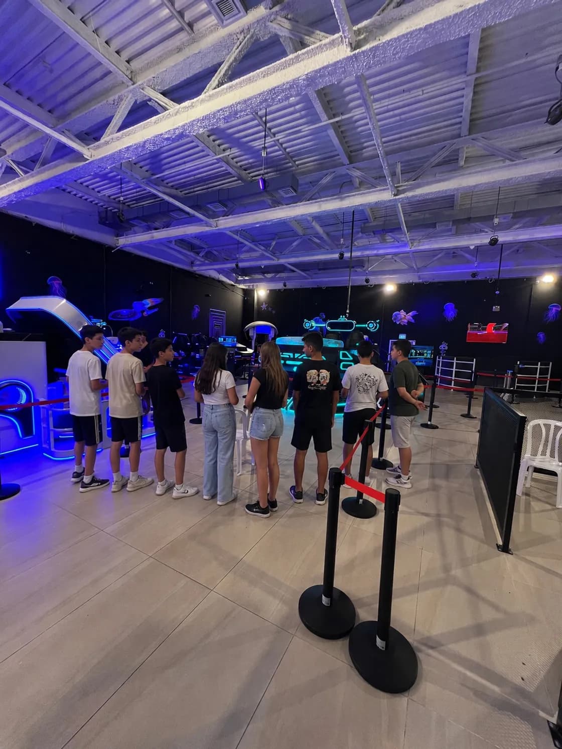 Teens enjoying VR and gaming at the Space Run VR venue in Rishon LeZion